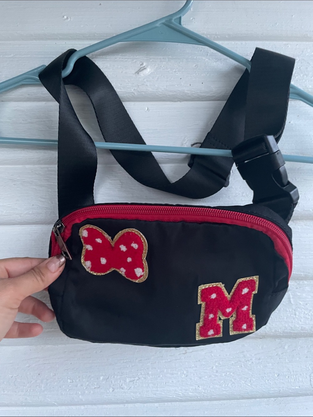 Disney Mickey Mouse Kids Black and Red Bag with Polka Dot Patches fits Women